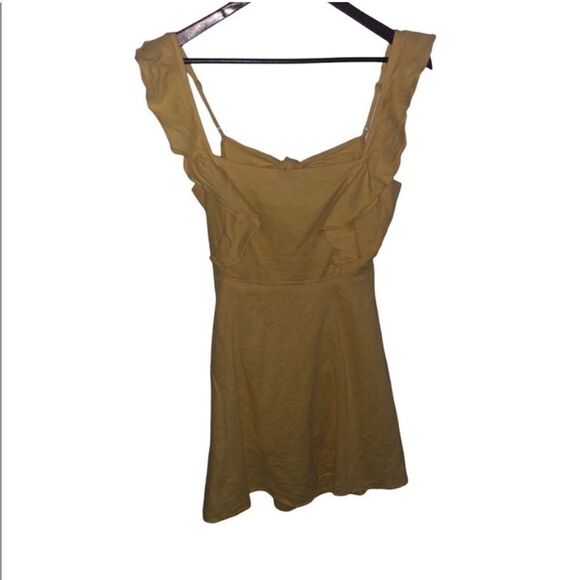 Women’s Slide Show Mustard Yellow Open Back Dress - Picture 1 of 9